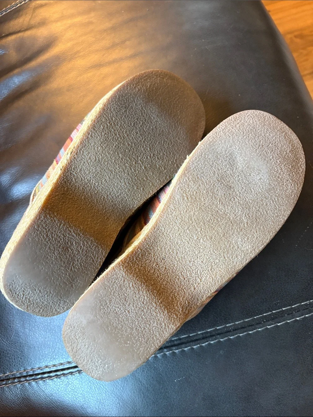 Dansko vegan Pink Orange Blue Striped Slip-Ons espadrille clogs